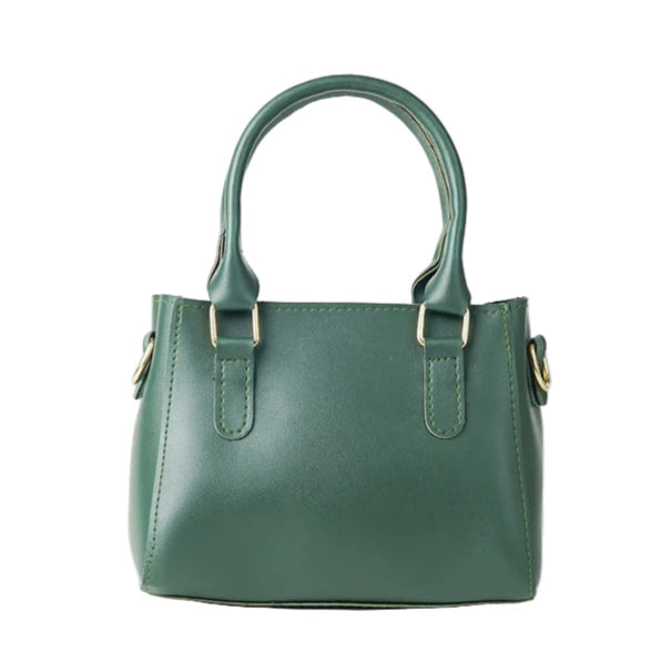 Women’s Handbag – Green Faux Leather, Medium Size with Detachable Strap