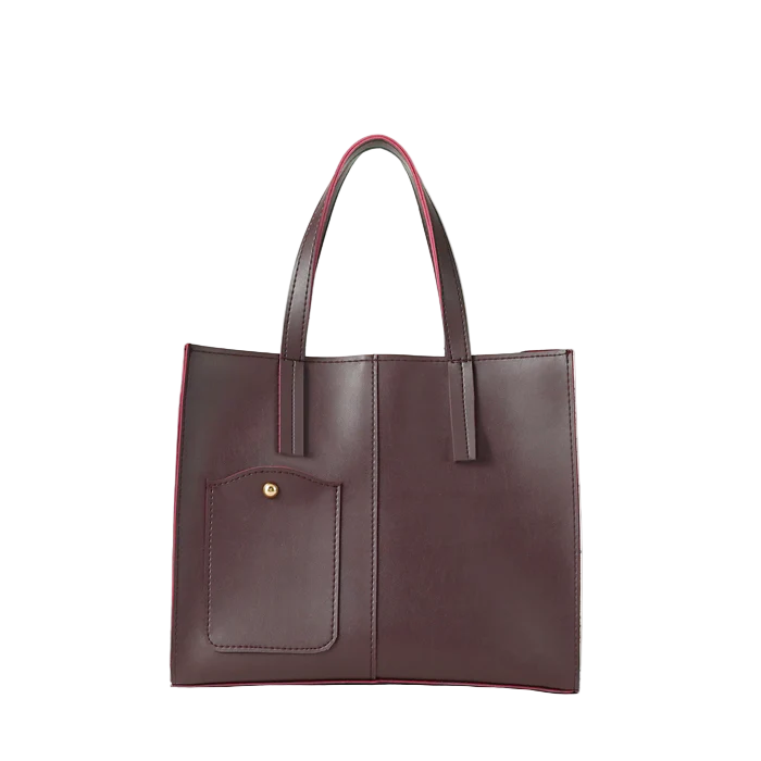 Women’s Medium Swift Handbag – Maroon Faux Leather with Top Handles & Adjustable Strap
