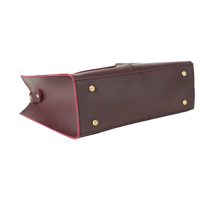 Women’s Medium Swift Handbag – Maroon Faux Leather with Top Handles & Adjustable Strap