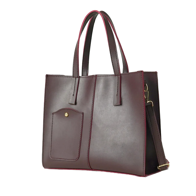 Women’s Medium Swift Handbag – Maroon Faux Leather with Top Handles & Adjustable Strap