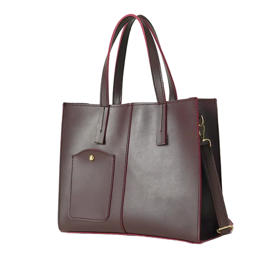 Women’s Medium Swift Handbag – Maroon Faux Leather with Top Handles & Adjustable Strap